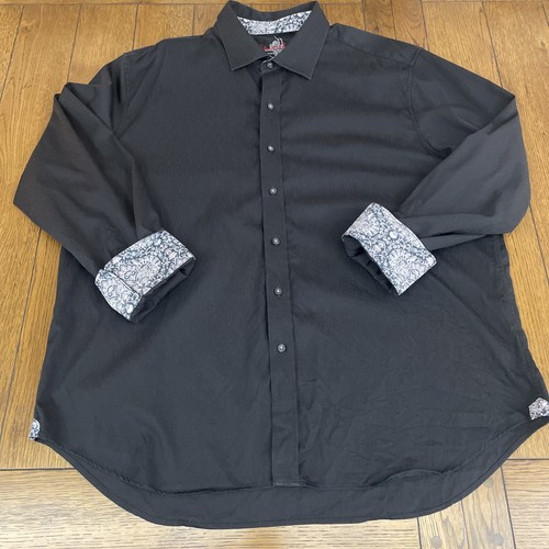 Robert Graham Oberhemd Herren 3XL schwarz Flip Manschette Paisley Knopfleiste Langarm - Bild 5 von 12