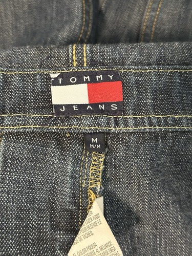 Salopette Tommy Hilfiger vintage spalline bianche anni 90 Y2K Tommy Jeans blu medio - Foto 13 di 18