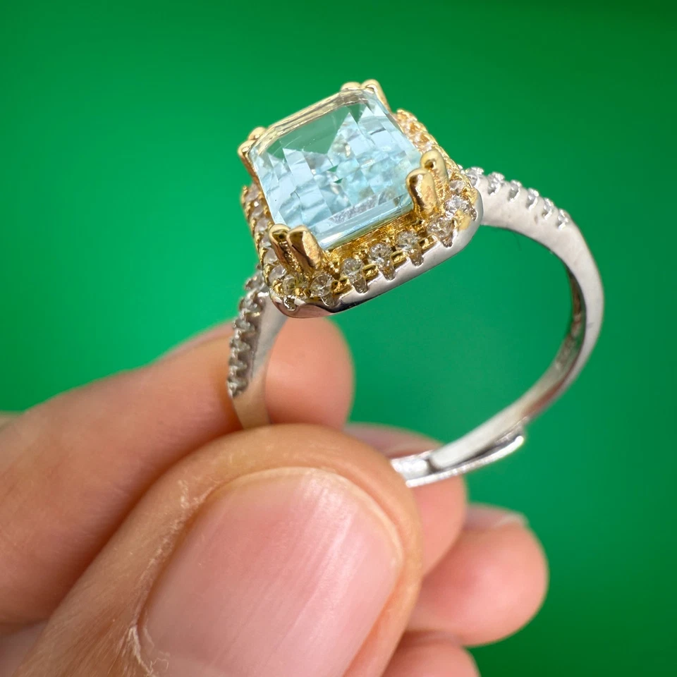 925 Sterling Silver Ring 8x6mm Natural Topaz Gemstone Zircon Anniversary Gift - Image 4 of 4