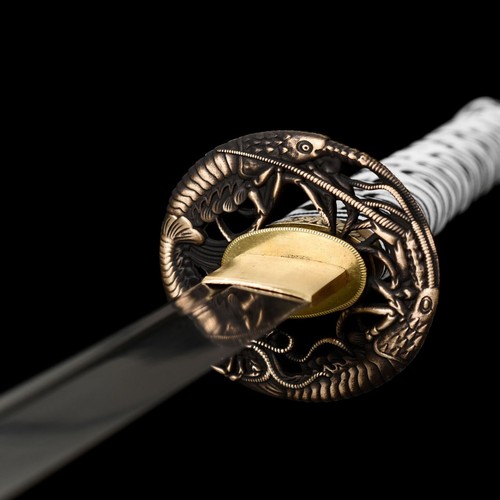 Handmade Japanese Samurai Sword Katana Damascus Steel with Black Lacquered Wood - Picture 5 of 16