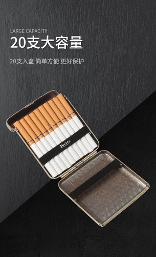 Vintage Metal Cigarette Case Box Gold Men Tobacco Holder for 20s 99mm King Size - Picture 4 of 10