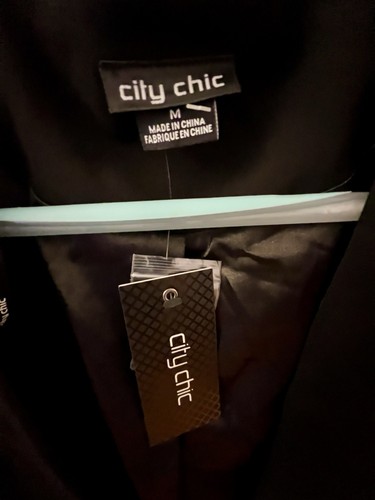 City Chic Black Dress Size Medium Belted Tux Dress Puff Long Sleeve Tuxedo Dress - Picture 8 of 15