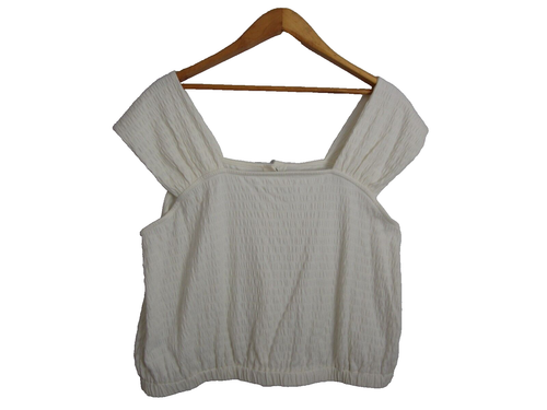 New Madewell Womens XL Ivory Top Cotton Crinkle Knit Button Front Blouse ND803 - Picture 9 of 11