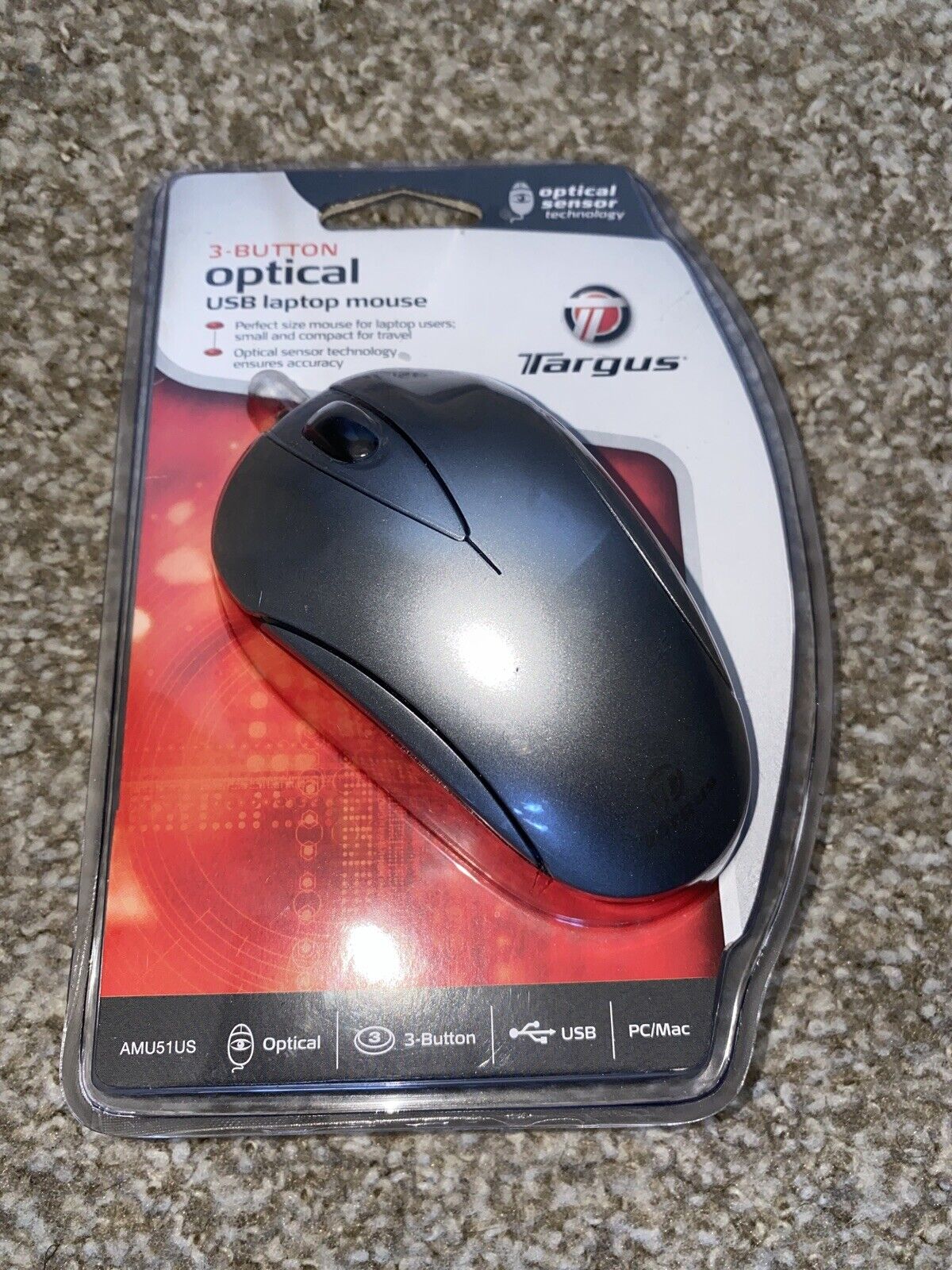 Targus 3 Button Optical USB Laptop Mouse Amu51us Wired for sale