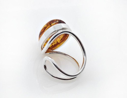 Bernstein Ring Silber 925 Ring oval Gr.17,5 - 19 mm echt Sterlingsilber br341 - Bild 4 von 8