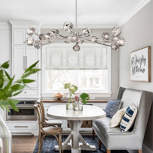 43”Modern Crystal Sputnik Chandelier Chrome 18 Light Ceiling Pendant Lamp G9 LED - Picture 2 of 11