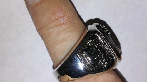 UAW ring unisex United Auto Workers white gold silver enamel USA made Size 7 New - Picture 4 of 9