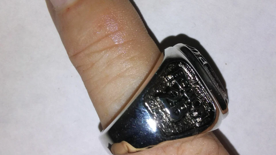 Anello Unisex United Auto Workers Oro Bianco Argento Smalto USA Taglia 14 Nuovo - Immagine 4 di 4