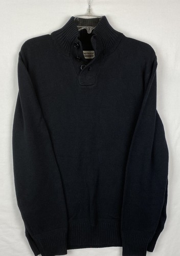 Suéter Rugged Trails para Hombres M 1/4 Cuarto Botón Pullover Algodón Negro Nuevo con Etiquetas $60 - Imagen 10 de 11