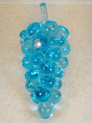 Pair of Vintage Murano Light Blue Art Glass Grape Clusters 7 1/2" - Picture 7 of 11