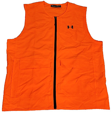 Under Armour 1316737 UA Men s Hunt Storm Blaze Orange Field Safety Vest Med NEW eBay