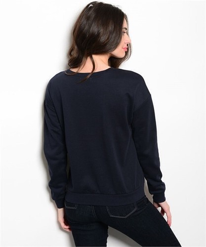 Women's Long Sleeve Pullover Sweater - Picture 2 of 2