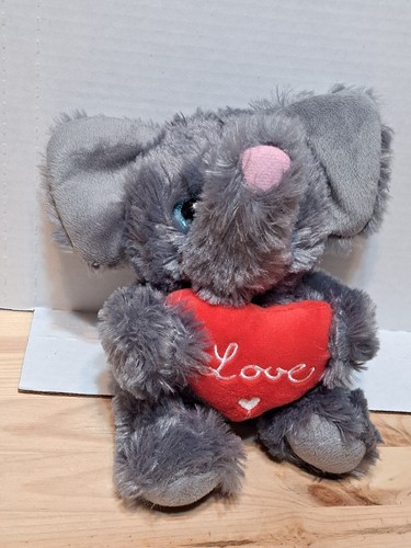 Lidl Elephant Heart Love Plush Stuffed Animal 2018 7" Grey Valentine's Day