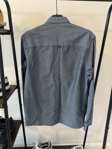 Fred Perry Mens Button Down Shirt Denim Small Regular Long Sleeve Chore Pocket - Picture 7 of 7