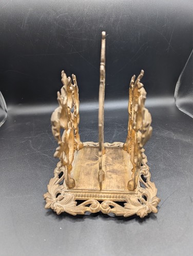 Antique Gold Toned Metal Rococo Intricate Scrollwork Ornate Letter Holder - Picture 2 of 5