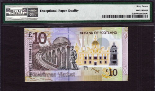 Scotland Polymer 10 Pounds 2016 SOLID Serial 666666 SUPERB GEM UNC PMG 67 EPQ - Picture 2 of 2