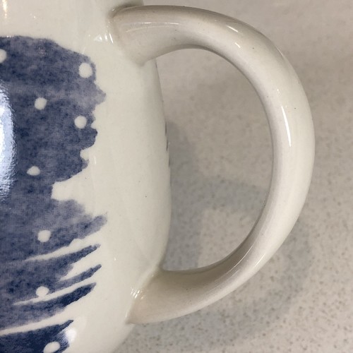 CRATE AND BARREL UP TO SNOW GOOD BLUE COFFEE MUG CUP 14 OZ GLAZED STONEWARE - Picture 4 of 5