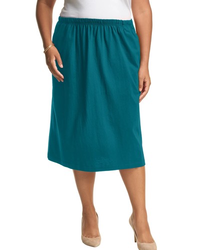 JMS Knit Studios Jersey  Lightweight Matchable Plus Size A-Line Skirt Cotton - Picture 3 of 10