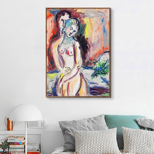 Gerahmte Leinwand Wandbild Umarmung #1 von Marc Chagall Wohnzimmer Wohndeko - Bild 6 von 21