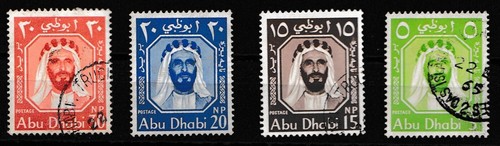 1964 Abu Dhabi Shaikh Shakhbut bin Sultan 4 stamps used.