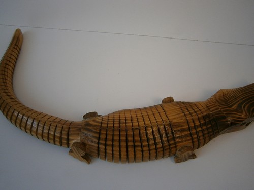 Alligator Figurine 22" Vtg Moving Kinetic Art Wood Crocodile Figure Lizard 1960s - Picture 7 of 12