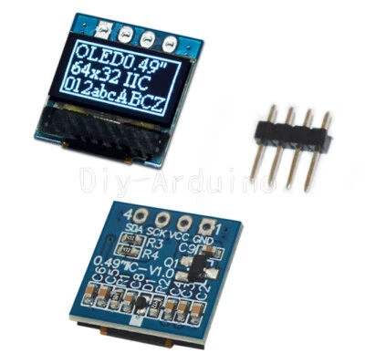 MARKENLOS Modulo schermo display OLED bianco 0,49" pollici 64x32 I2C IIC SSD1306 per Arduino
