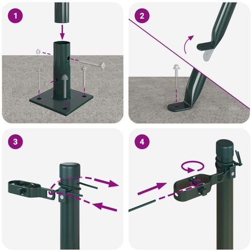 Zaunpfosten Set aus 52 Grün Beton, Stahl 3,2 x 3,2 x 68,5 cm - Bild 9 von 10
