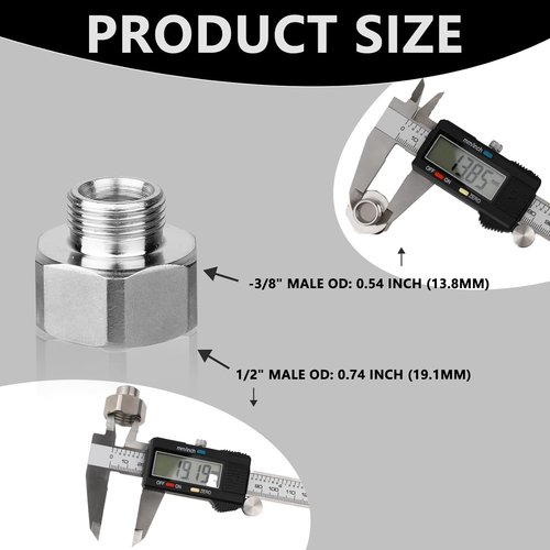 4 PCS Water Line Adapter 3/8 to 1/2 Water Line Adapter Male Reducer Adapter Pipe - Picture 2 of 12