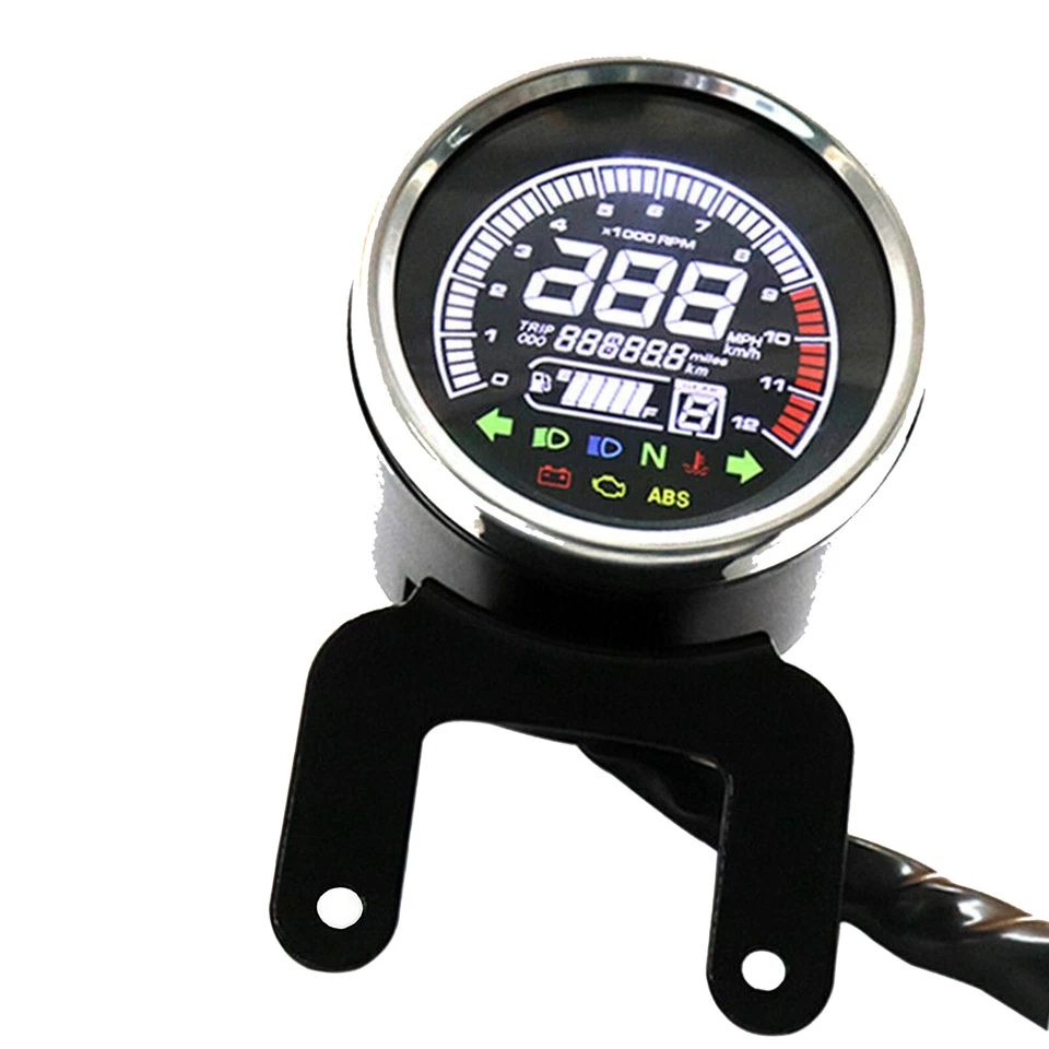 Digital LCD Motorcycle Odometer Speedometer Tachometer Gauge Meter Universal 12V - Image 2 of 4