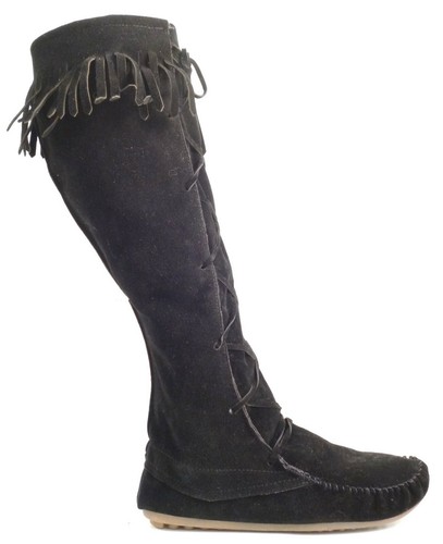 BOTAS DE MUJER BOHO PLANAS CON FLECOS MUKLAK IMITACIÓN GAMUZA TIRÓN HASTA LA RODILLA TALLA - Imagen 11 de 19