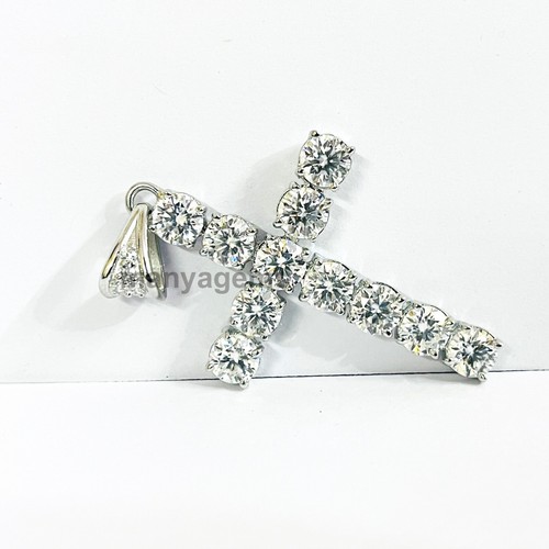 5.50 Ct Round White Diamond Cross Pendant In 925 Sterling silver with Certified - Picture 3 of 6