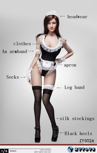 1/6 Maid Lingerie Sexy Clothes Set For 12" PHICEN Hot Toys Female Figure U.S.A. - Picture 9 of 10