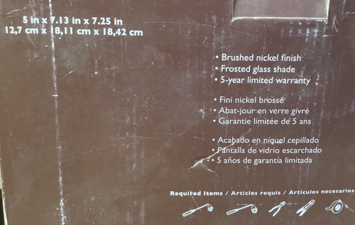 Allen + Roth Brushed Nickel Dimmable Vanity Light Frosted Glass Shade Sconce 8B - Picture 3 of 6