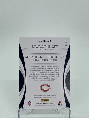 2017 Panini Immacolata Collezione Immacolata Patch Numeri #IM-MT Trubisky - Foto 2 di 2