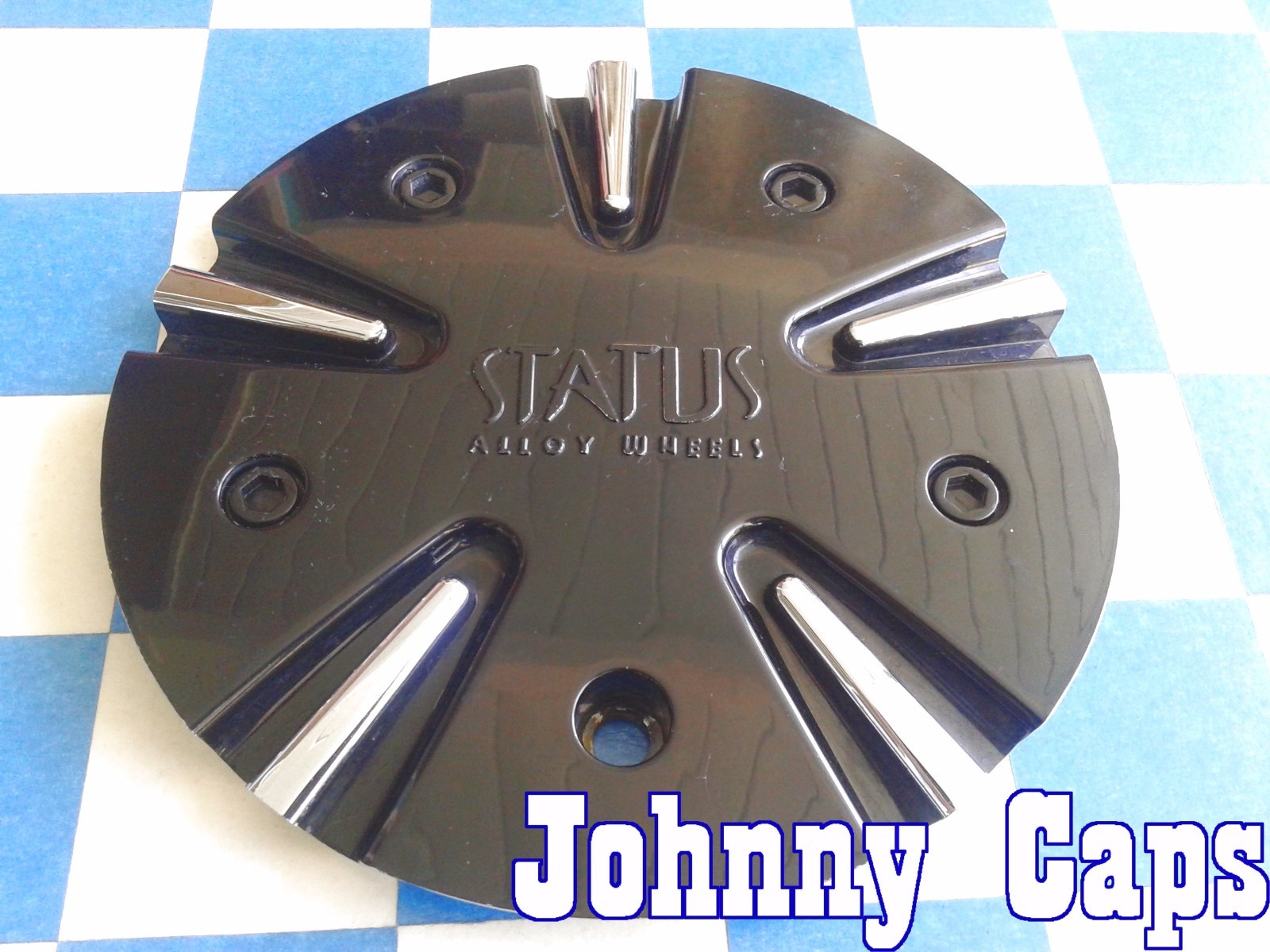 STATUS Wheels BLACK Center Caps TL5977-2075+18+17-CAP Custom Fit (1) 53mm