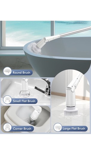 Vicmayun Scrubber Elettrico Spin, Spazzola Pulizia Doccia Senza Fili con Bianco-1 - Foto 3 di 7