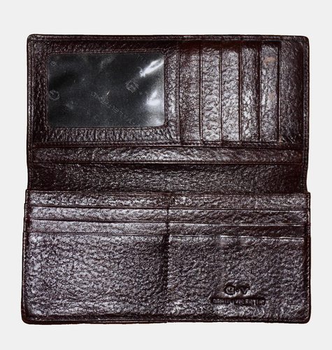 Vintage GENIA VALENTINO Dark Brown Leather 3.5 X 7 Slim Wallet - Picture 3 of 8