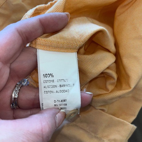 Ermenegildo Zegna Men's Button-Up Cotton Long Sleeve Shirt Peach Orange Size L - Picture 3 of 4