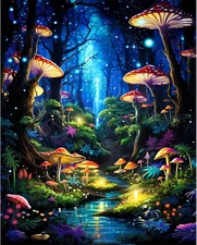 Mushroom Paint by Numbers for Adults-Forest Paint by Number on Canvas without...