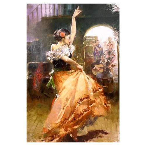 PINO Daeni "La Diva" Spanish Flamenco Dancer HAND SIGNED Canvas 48"x 32" LARGE - Bild 1 von 5