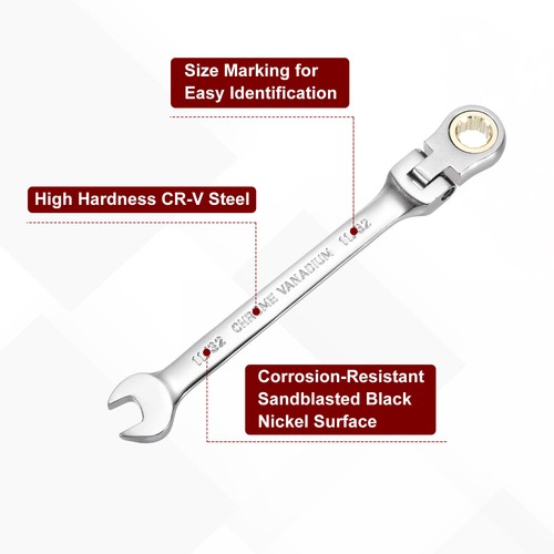 Flex Head Ratchet Wrench 11/32" SAE 72 Tooth 12 PT Ratcheting Combination Wrench - Picture 5 of 7