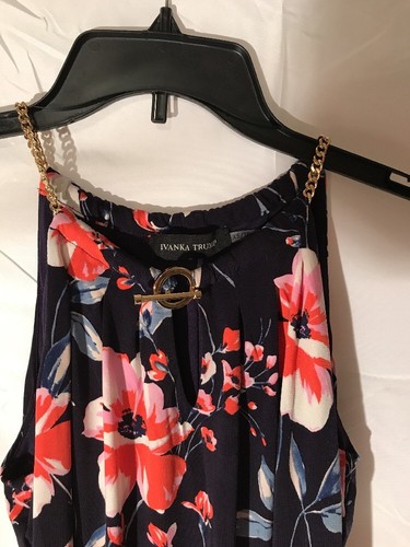Ivanka Trump Summer Dress Blue Flowers New NWT Large - Picture 2 of 6