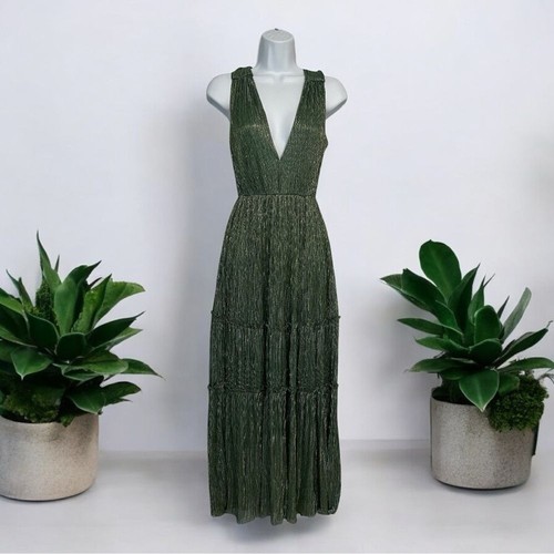 Maxi Vestido Revolve- Sabina Musayev Helena Metálico En Niveles Talla XS - Imagen 4 de 9