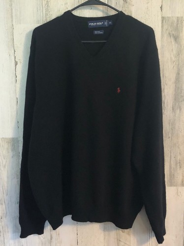 mens Ralph Lauren Black Wool Cashmere Sweater XL Embr Pony LOGO Polo Golf - Picture 9 of 17