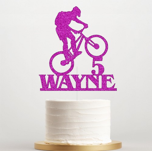 Bike, Cyclist, Cycle Cake Topper, Personalised Glitter, Any Age or Name - Picture 8 of 20