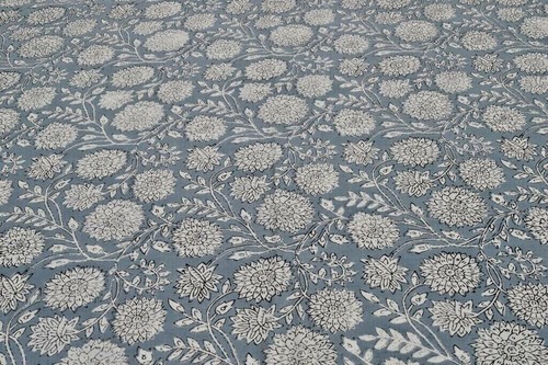 Indian Cotton New Fabric Flower Print Loose Sewing 5 Yard Black Running Craft - Picture 3 of 4