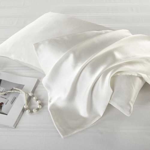 2Pcs Satin Silk Pillow Case Cover Solid Standard Bedding Smooth Soft Pillowcase - Picture 20 of 21