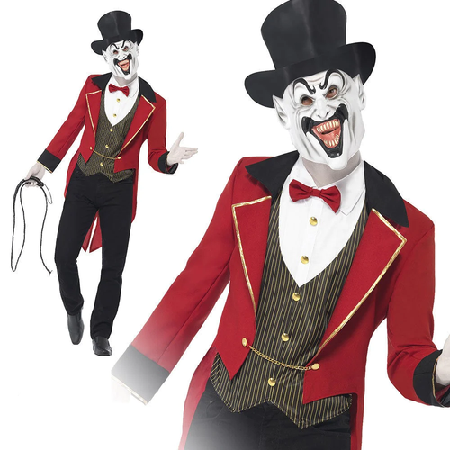 Adult Sinister Zombie Ringmaster Costume Mens Circus Halloween Fancy Dress