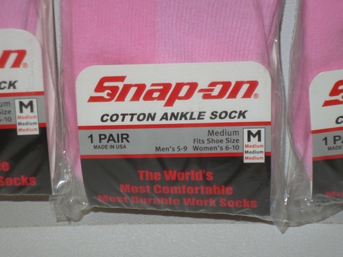 6 PAIRS Snap-On PINK Ankle Socks MEDIUM 6-10 *FREE SHIPPING* MADE IN USA! *NEW* - Picture 3 of 6