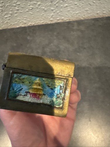 Vintage Chinese Cloisonné Brass Trinket Box With Lid - Picture 7 of 8